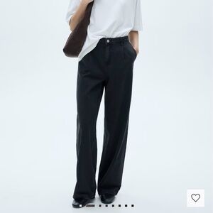 Mango Arletita Black Straight-leg lightweight pleated jeans Women’s 8  NWT